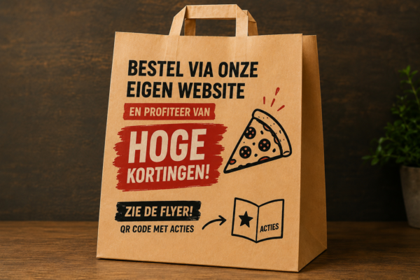 Papieren Draagtas – Wit – Groot logo – 32x16x27cm